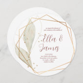 Waterverf Blad Gouden Trouw Uitnodiging (Voorkant / Achterkant)