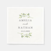 Waterverf Blad Groene Krans Trouwservet Servetten (Voorkant)