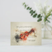 Waterverf — Blad Muziek en Violin Briefkaart (Staand voorkant)
