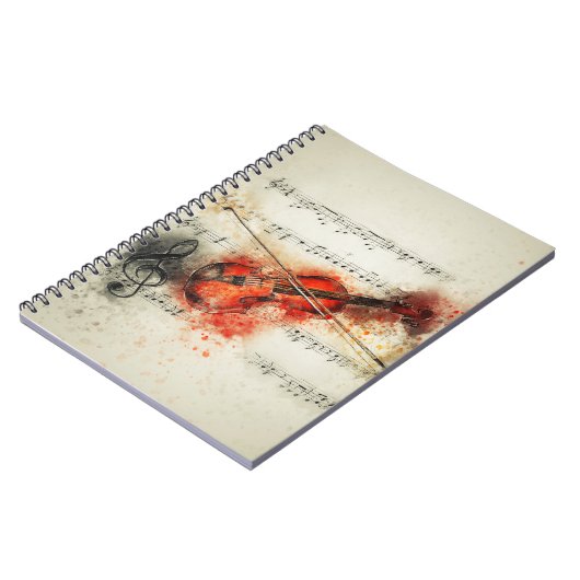 Waterverf — Blad Muziek en Violin Notitieboek (Linkerzijde)