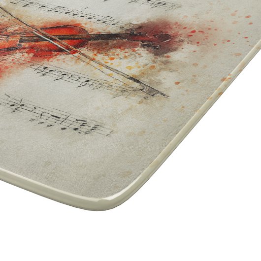 Waterverf — Blad Muziek en Violin Snijplank (Hoek)