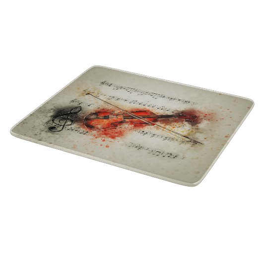 Waterverf — Blad Muziek en Violin Snijplank (Hoek)