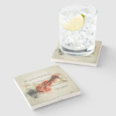 Waterverf — Blad Muziek en Violin Stenen Onderzetter (Zijkant)