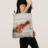 Waterverf — Blad Muziek en Violin Tote Bag (Dichtbij)