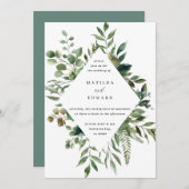 Waterverf blad of botanical bruiloft nodig aankondiging (Voorkant / Achterkant)