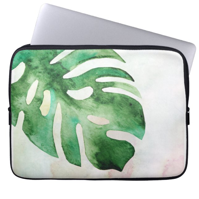 Waterverf blad van Montstera Laptop Sleeve (Voorkant)