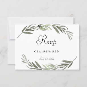 Waterverf blad Wreath Wedding RSVP Kaart