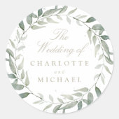 Waterverf bladblad ronde sticker (Voorkant)