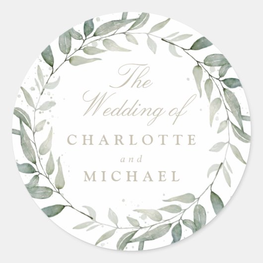 Waterverf bladblad ronde sticker (Voorkant)