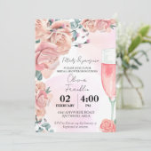 Waterverf - bladen en prosecco - vrijgezellenfeest kaart (Staand voorkant)