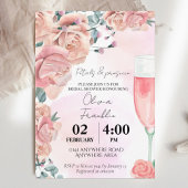 Waterverf - bladen en prosecco - vrijgezellenfeest kaart