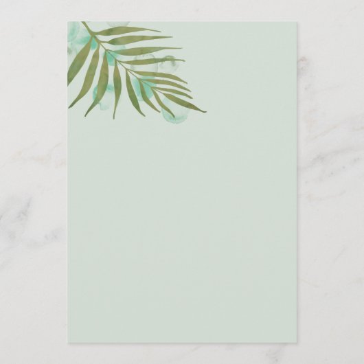 Waterverf bladeren 08d bruiloft menu (Achterkant)