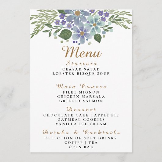 Waterverf bladeren 08d bruiloft menu (Voorkant)