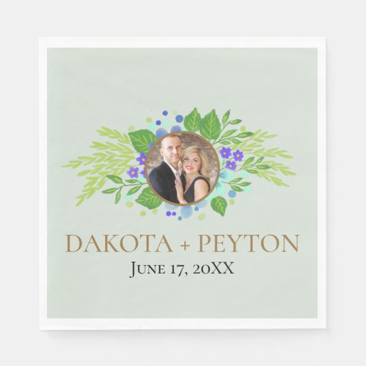 Waterverf bladeren 08e bruiloft diner servet (Voorkant)