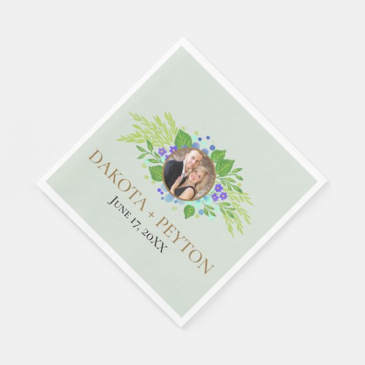 Waterverf bladeren 08e bruiloft diner servet (Hoek)