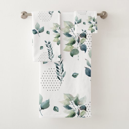 Waterverf bladeren bad handdoek (Insitu)
