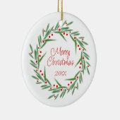 Waterverf bladeren & bessen krans keramisch ornament (Rechts)