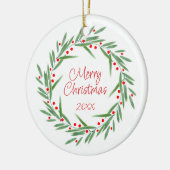 Waterverf bladeren & bessen krans keramisch ornament (Links)