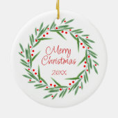 Waterverf bladeren & bessen krans keramisch ornament (Achterkant)