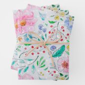 Waterverf Bladeren & Bloemen Inpakpapier Vel (In situ)