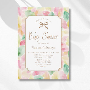 Waterverf Bladeren Blush Mosterd Salie Baby Shower Kaart
