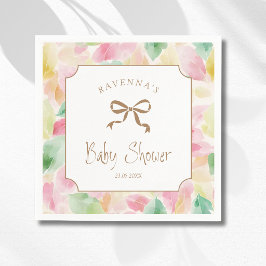 Waterverf Bladeren Blush Mosterd Salie Baby Shower Servet