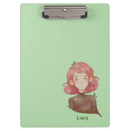 Waterverf bladeren & boom meisje karakter klembord