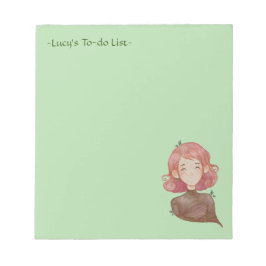 Waterverf bladeren & boom meisje karakter notitieblok