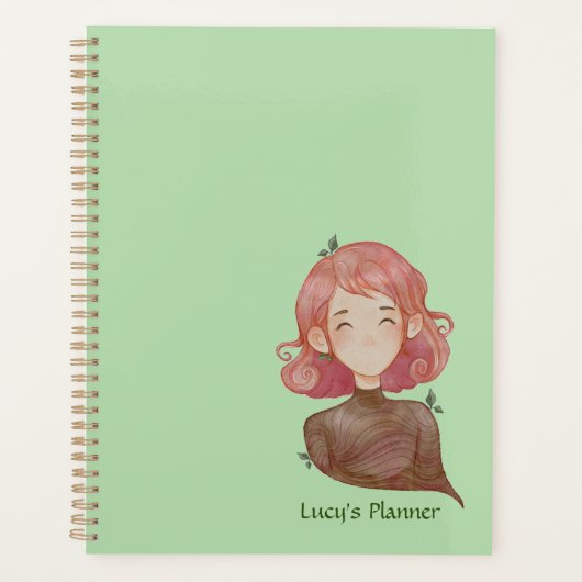 Waterverf bladeren & boom meisje karakter planner (Voorkant)