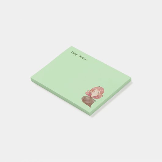 Waterverf bladeren & boom meisje karakter post-it® notes (Schuin)