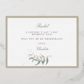 waterverf bladeren bruidsmeisje voorstel folie uit folie uitnodiging (Achterkant)