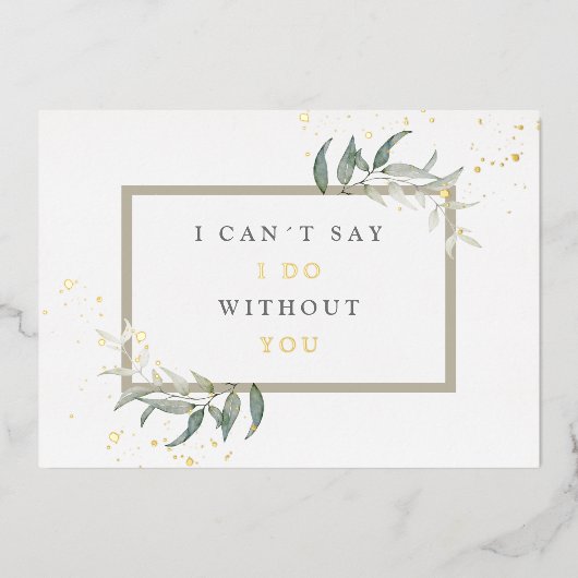 waterverf bladeren bruidsmeisje voorstel folie uitnodiging (Voorkant)