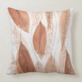 Waterverf Bladeren Bruin Terracotta Beige Grijs Kussen