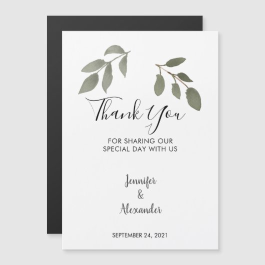 Waterverf bladeren dank u Bruiloft magnetische kaa (Voorkant / Achterkant)