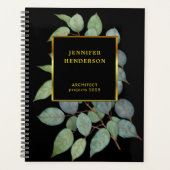 Waterverf bladeren elegant zwart goud professionee planner (Voorkant)