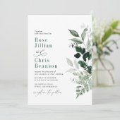 Waterverf bladeren Emerald Green Wedding Kaart (Staand voorkant)