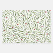 Waterverf Bladeren en Berries Winter   Inpakpapier Vel (Voorkant 3)