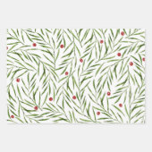 Waterverf Bladeren en Berries Winter   Inpakpapier Vel (Voorkant)