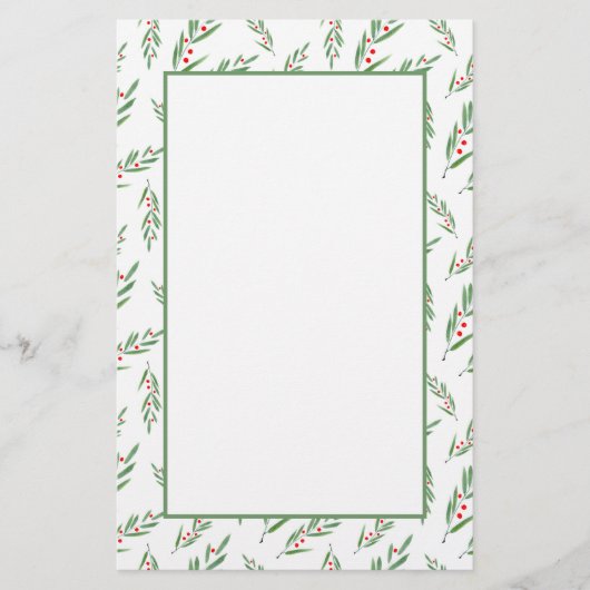 Waterverf bladeren en bessen briefpapier (Voorkant)