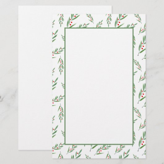 Waterverf bladeren en bessen briefpapier (Voorkant / Achterkant)