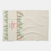 Waterverf bladeren en bessen kerst theedoek (Horizontaal)