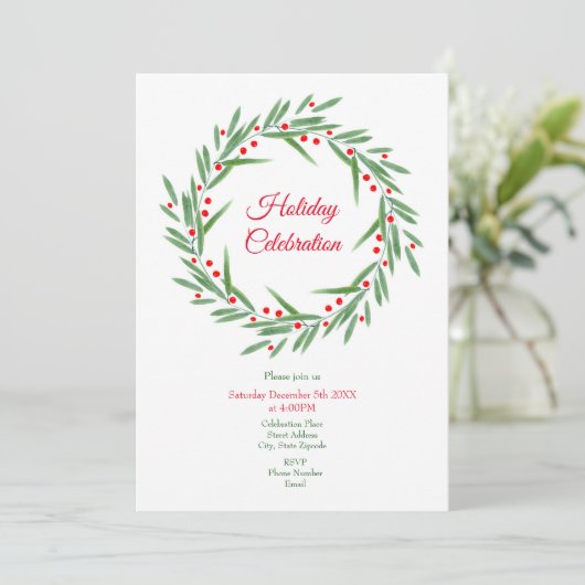 Waterverf bladeren en bessen Wreater Kaart (Staand voorkant)