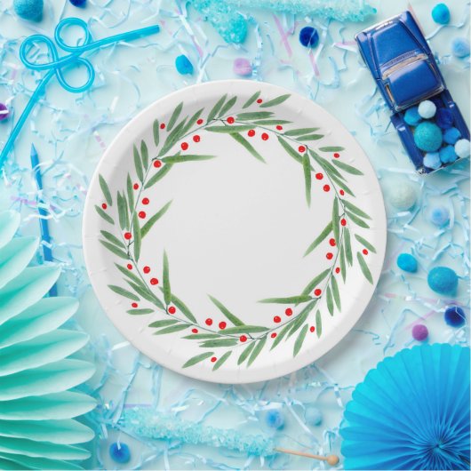 Waterverf bladeren en bessen Wreater Papieren Bordje (Feest)