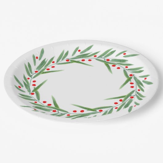 Waterverf bladeren en bessen Wreater Papieren Bordje (Gekanteld)