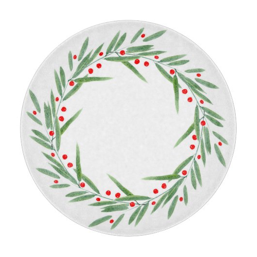 Waterverf bladeren en bessen Wreater Snijplank (Voorkant)