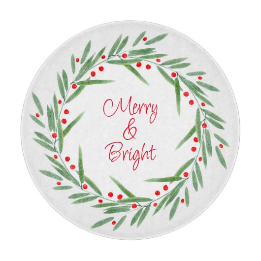 Waterverf bladeren en bessen Wreater Snijplank (Voorkant)