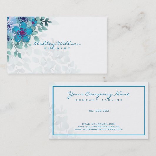 Waterverf bladeren en bloemen visitekaartje (Voorkant / Achterkant)