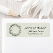 Waterverf bladeren en bloemenkrans etiket (Insitu)