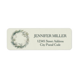 Waterverf bladeren en bloemenkrans etiket