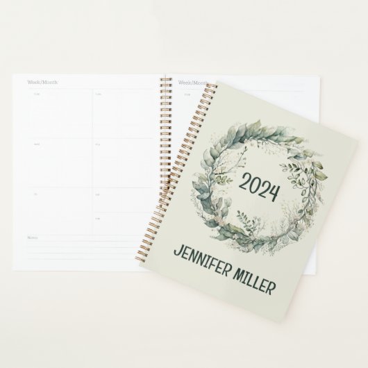 Waterverf bladeren en bloemenkrans planner (Display)